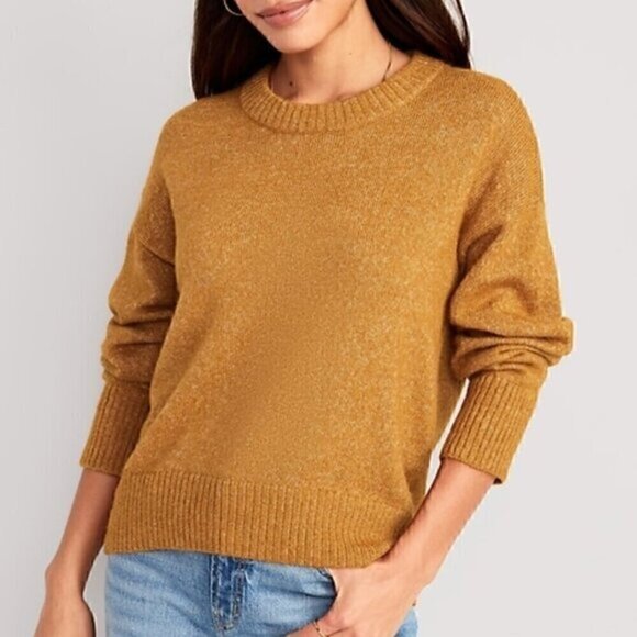 OLD NAVY Cozy Pullover Sweater Mustard Yellow Golden Fuzzy High Low Hi-Lo Hem S - Picture 1 of 13